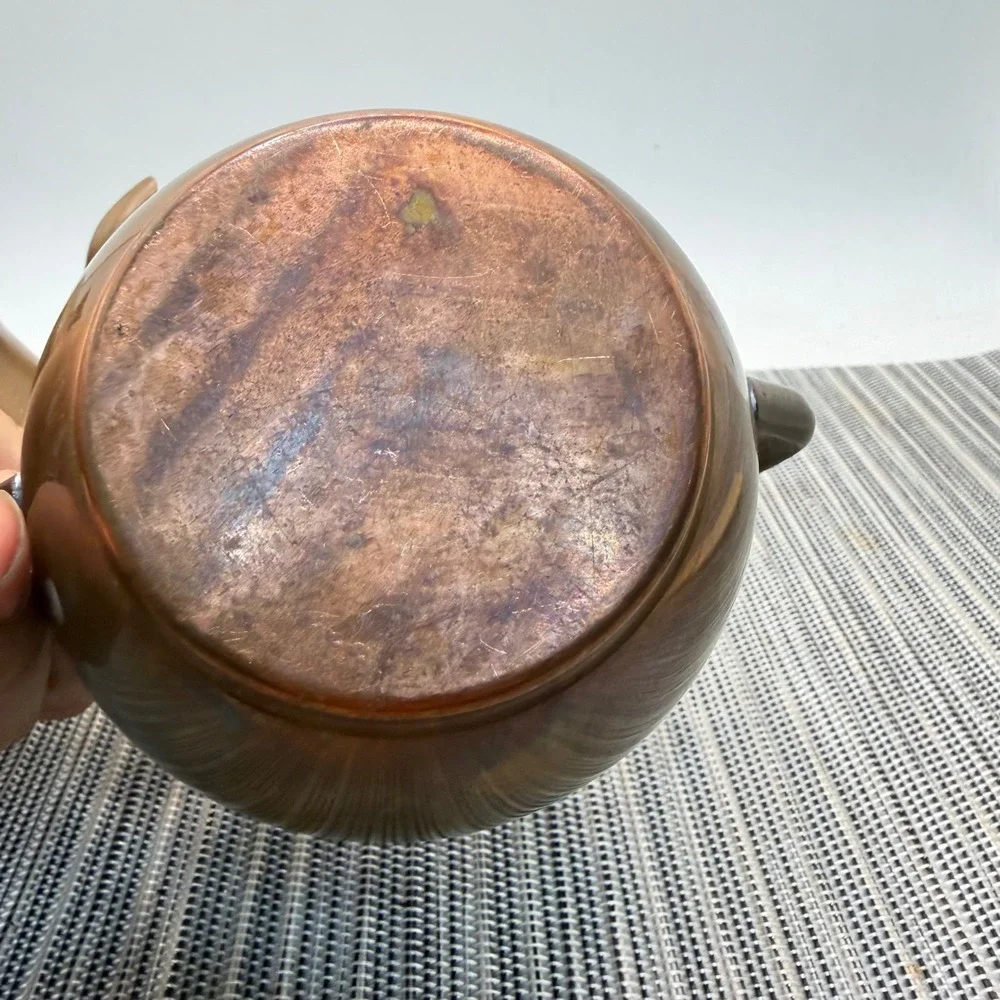 Vintage Copper Creamer and Sugar Bowl Set Rustic Farmhouse Kitchen Decor 2 Piece